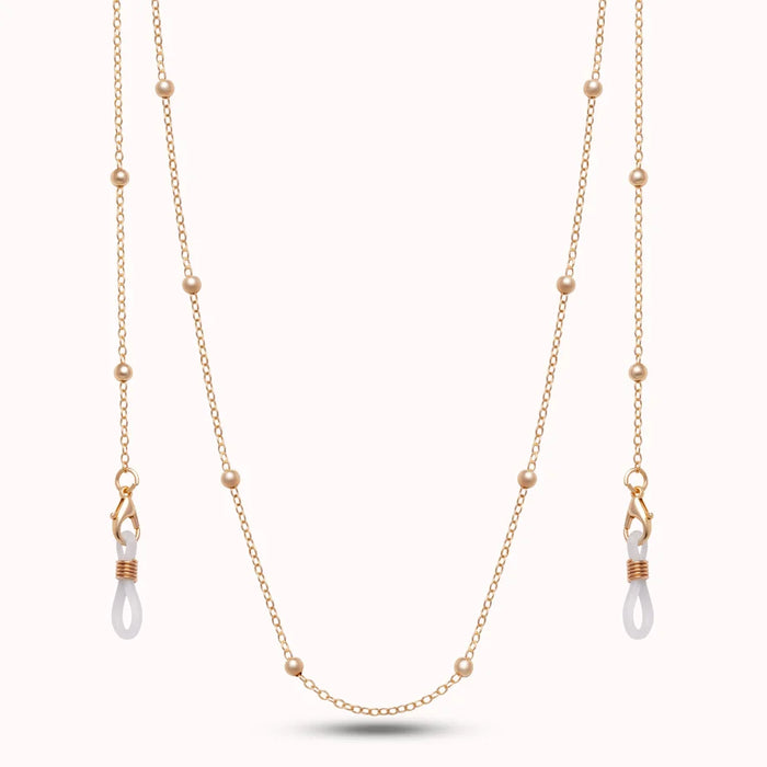 Gold Beaded Eyewear Chain – 18K Gold Plated Glasses & Sunglasses Chain