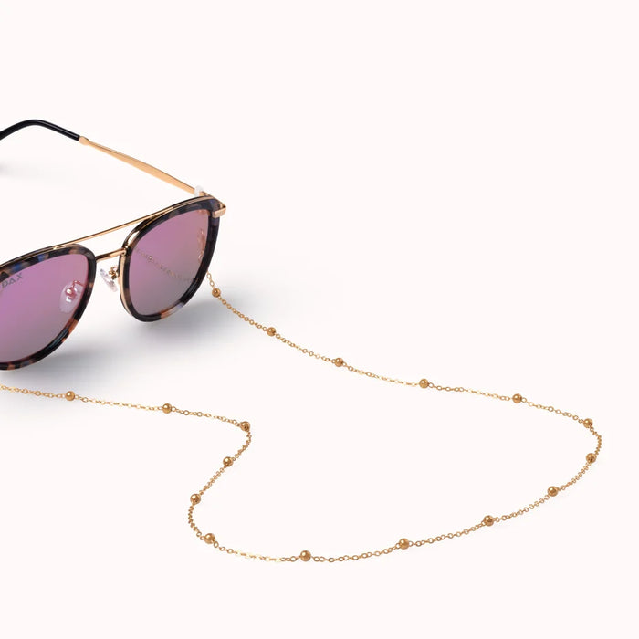 Gold Beaded Eyewear Chain – 18K Gold Plated Glasses & Sunglasses Chain