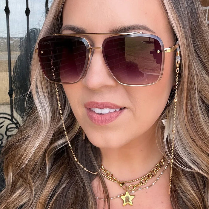 Gold Beaded Eyewear Chain – 18K Gold Plated Glasses & Sunglasses Chain