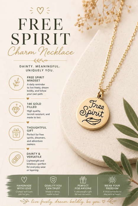 Free Spirit Charm Necklace – Dainty 14k Gold Filled Necklace with Gold Disc Pendant