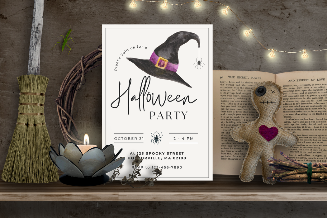 Minimalist Halloween Party Invitation – Editable Canva Template (Instant Download)
