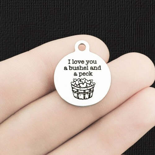 I Love You a Bushel & a Peck Necklace – Personalized Initial & Birthstone Charm – Sterling Silver Gift for Her