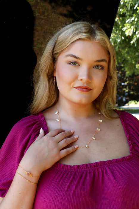 Keishi Pearl Station Necklace – 14k Gold Filled, Wire Wrapped, 25”