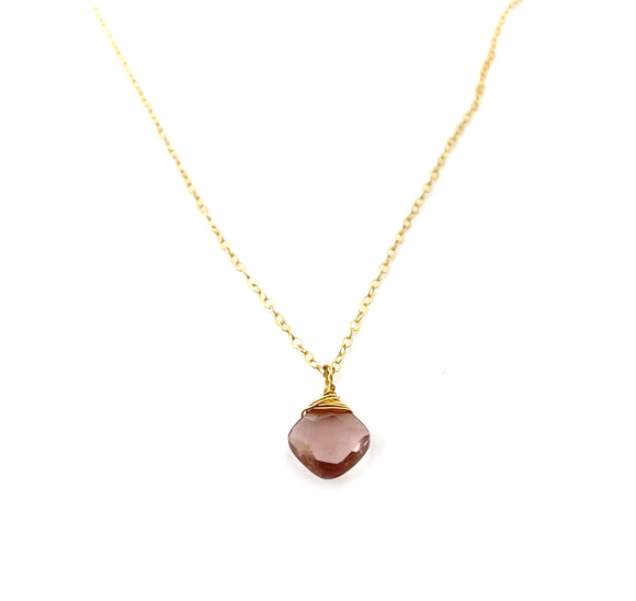 Morganite Briolette 14k Gold Filled Necklace