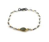 Mixed Metal Labradorite and Pearl Oxidized Bracelet