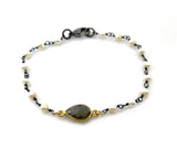 Mixed Metal Labradorite and Pearl Oxidized Bracelet