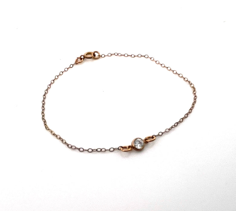 Dainty 14K Rose Gold Filled Bracelet – 4mm CZ for Small Wrists