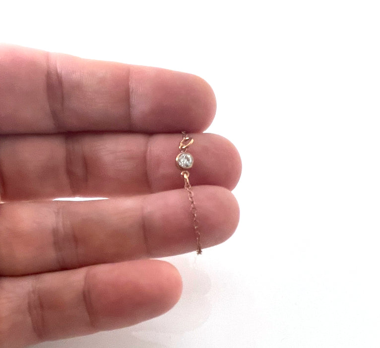 Dainty 14K Rose Gold Filled Bracelet – 4mm CZ for Small Wrists