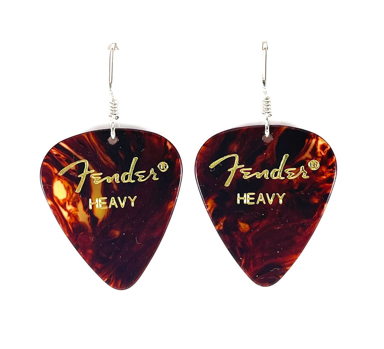 Genuine Fender Guitar Pick Earrings – Sterling Silver Ear Wires – Handmade in Raleigh NC – 1.75" Gift-Boxed Jewelry