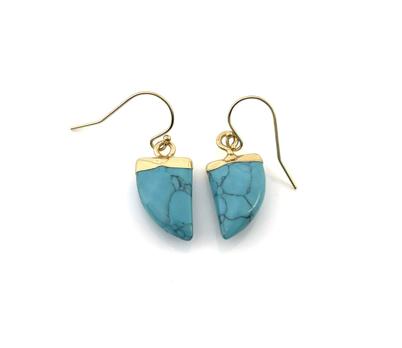 Turquoise Howlite Nail Drop Earrings – 14k Gold Filled Earwires – Handmade in Raleigh NC