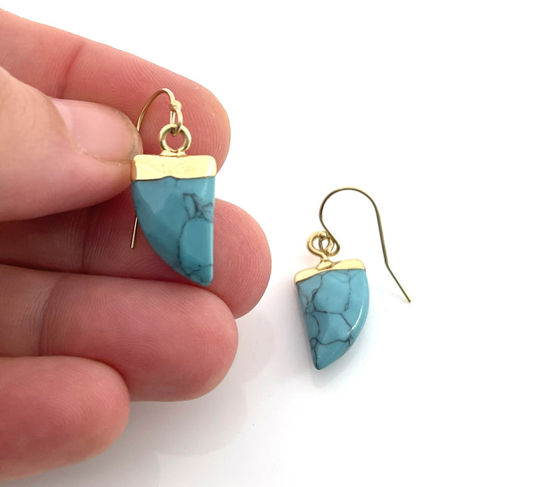 Turquoise Howlite Nail Drop Earrings – 14k Gold Filled Earwires – Handmade in Raleigh NC