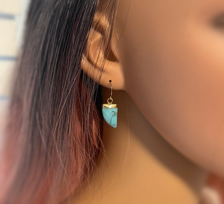 Turquoise Howlite Nail Drop Earrings – 14k Gold Filled Earwires – Handmade in Raleigh NC