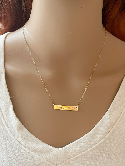 Mama Bear Necklace – One-of-a-Kind Hand Stamped Gold Filled Bar Necklace