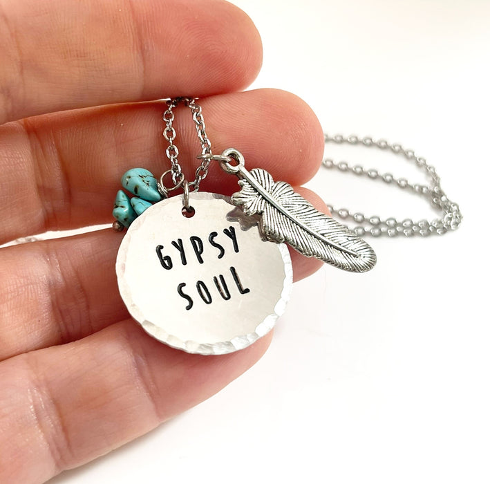 Gypsy Soul Necklace – One-of-a-Kind Hand Stamped Boho Statement Jewelry
