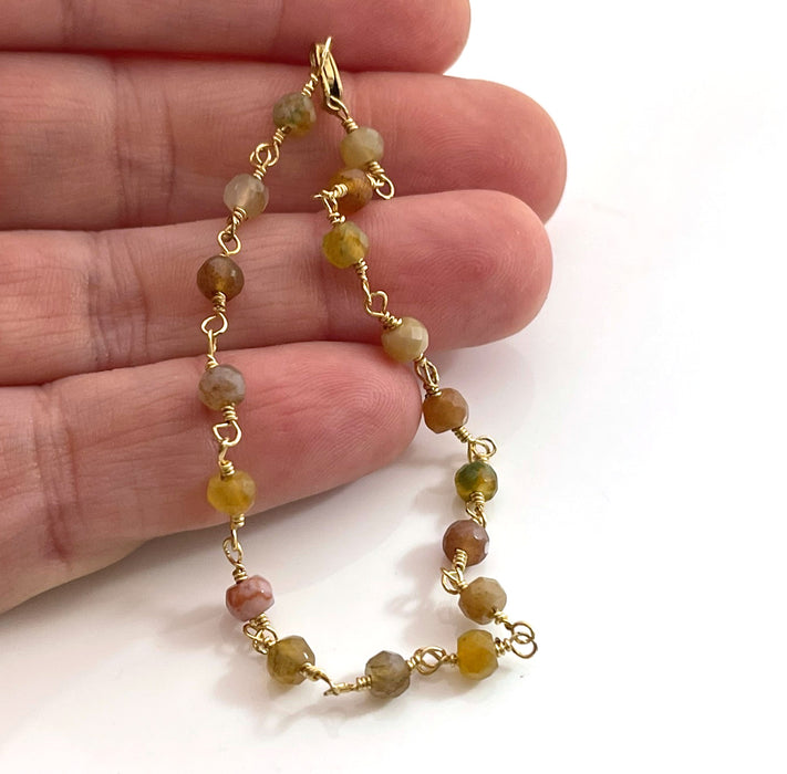 Earthy Indian Agate Bracelet – One-of-a-Kind Gold Filled Jewelry