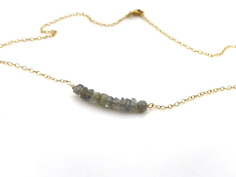 Labradorite Bar Necklace – One-of-a-Kind 14k Gold Filled Jewelry