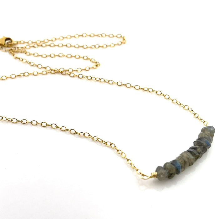 Labradorite Bar Necklace – One-of-a-Kind 14k Gold Filled Jewelry