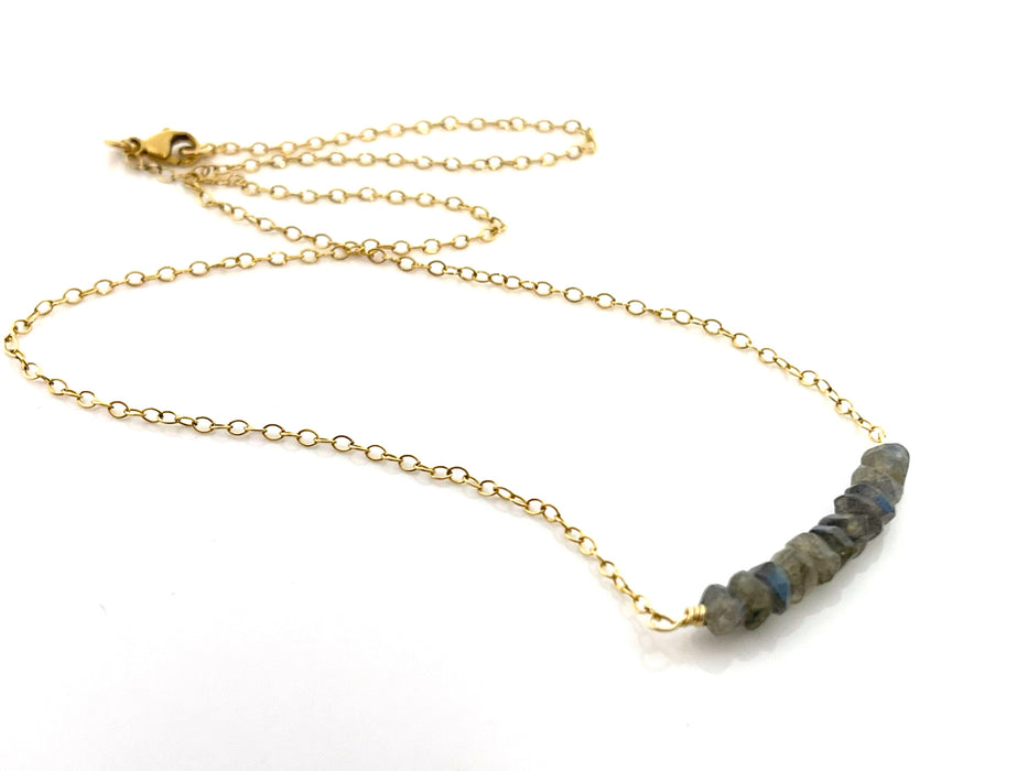 Labradorite Bar Necklace – One-of-a-Kind 14k Gold Filled Jewelry