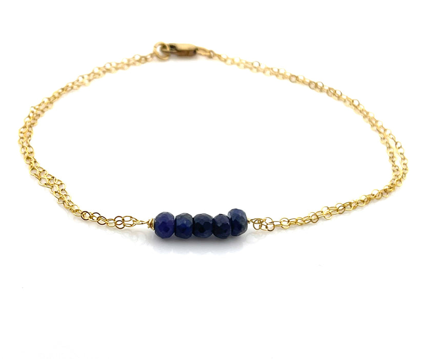 Sapphire Bracelet – One-of-a-Kind 14k Gold Filled Wire Wrapped Jewelry