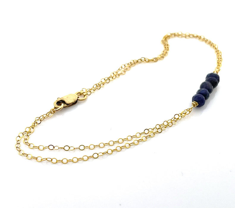 Sapphire Bracelet – One-of-a-Kind 14k Gold Filled Wire Wrapped Jewelry