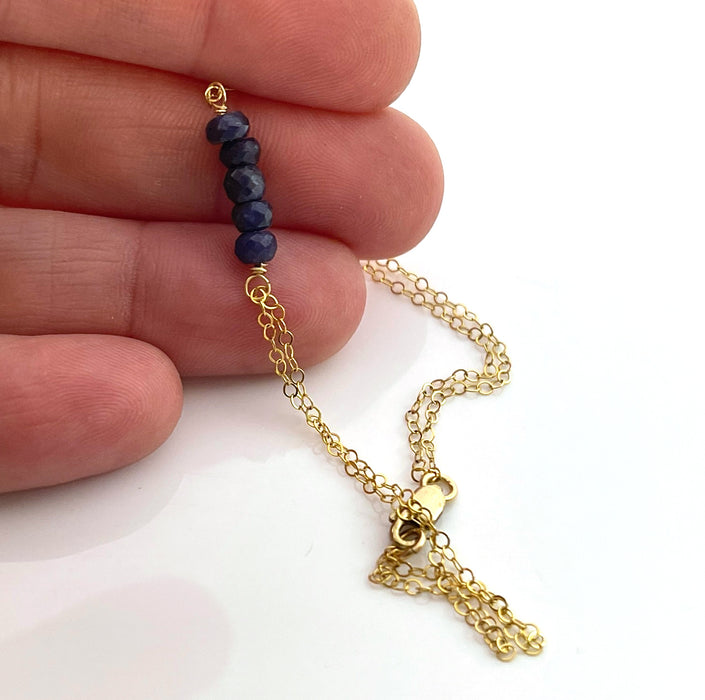 Sapphire Bracelet – One-of-a-Kind 14k Gold Filled Wire Wrapped Jewelry