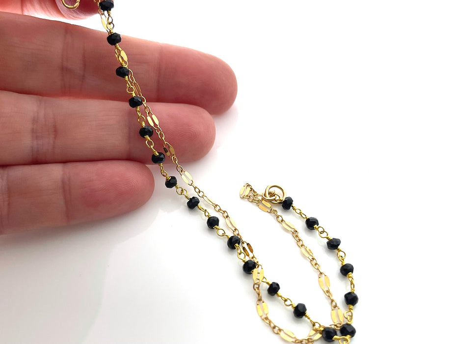 Dual Layer Black Spinel Bracelet – Gold Filled Gemstone Jewelry