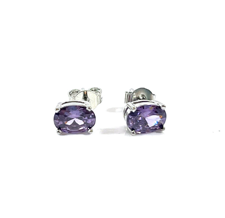 Amethyst Stud Earrings – Sterling Silver Gemstone Earrings