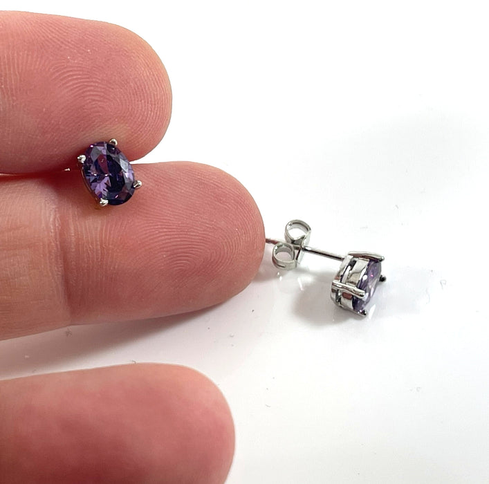 Amethyst Stud Earrings – Sterling Silver Gemstone Earrings