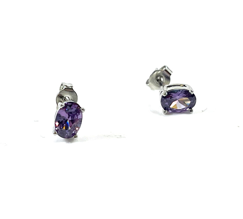 Amethyst Stud Earrings – Sterling Silver Gemstone Earrings
