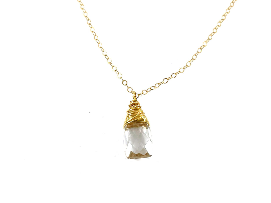 Wire Wrapped Quartz Necklace – 14K Gold Filled