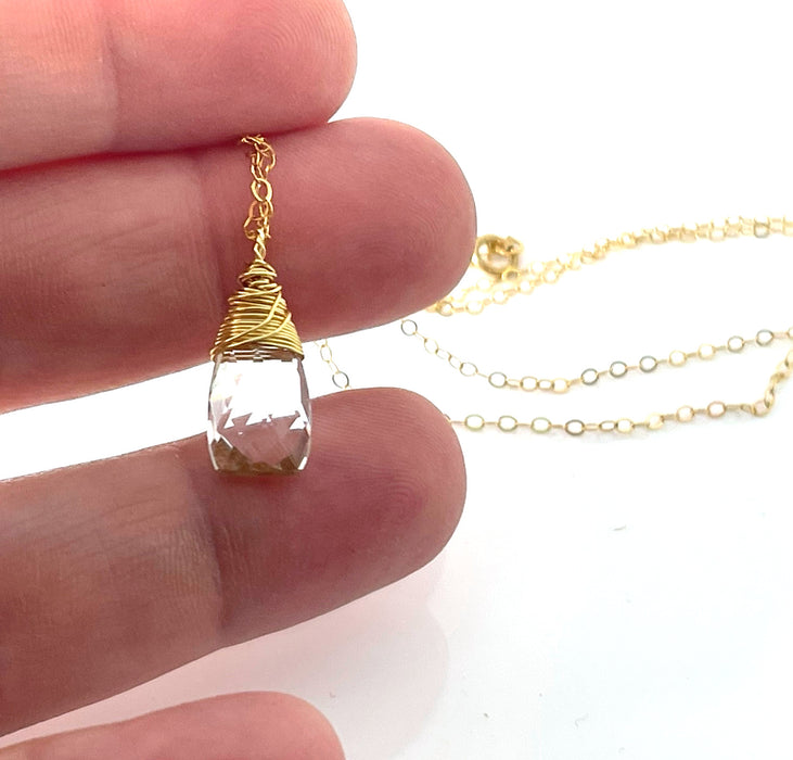 Wire Wrapped Quartz Necklace – 14K Gold Filled