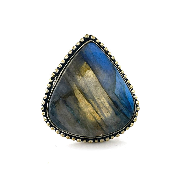 One of a Kind Labradorite Statement Ring – Sterling Silver, Size 9