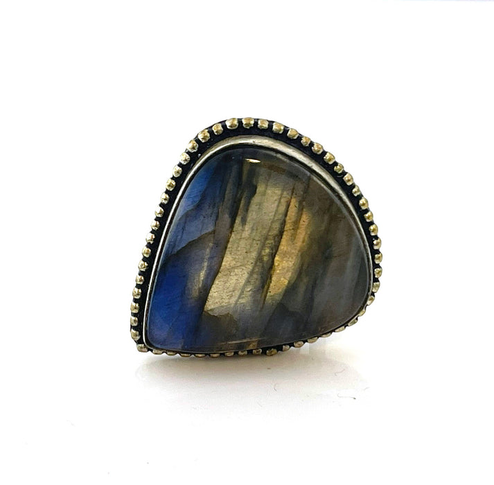 One of a Kind Labradorite Statement Ring – Sterling Silver, Size 9