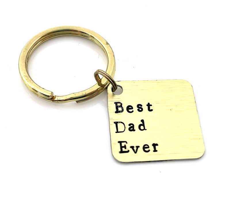 Best Dad Ever Keychain – Hand Stamped Brass Gift for Dad