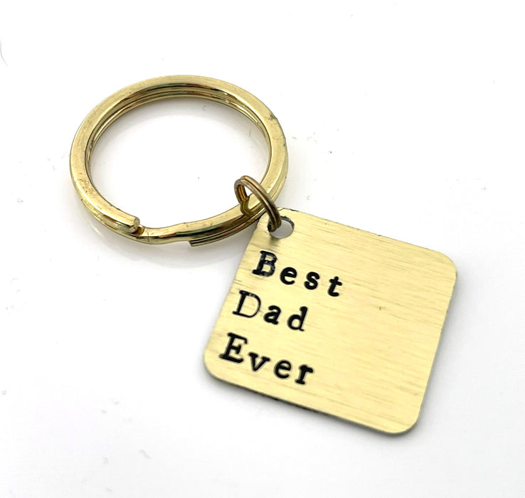 Best Dad Ever Keychain – Hand Stamped Brass Gift for Dad