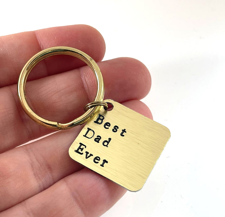 Best Dad Ever Keychain – Hand Stamped Brass Gift for Dad