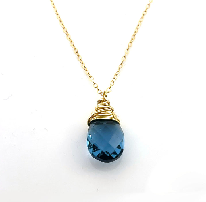 London Blue Topaz Necklace – Gold Filled Gemstone Pendant