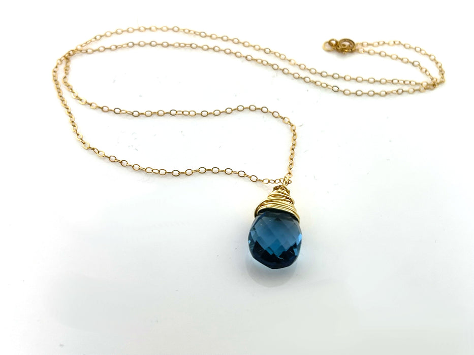 London Blue Topaz Necklace – Gold Filled Gemstone Pendant