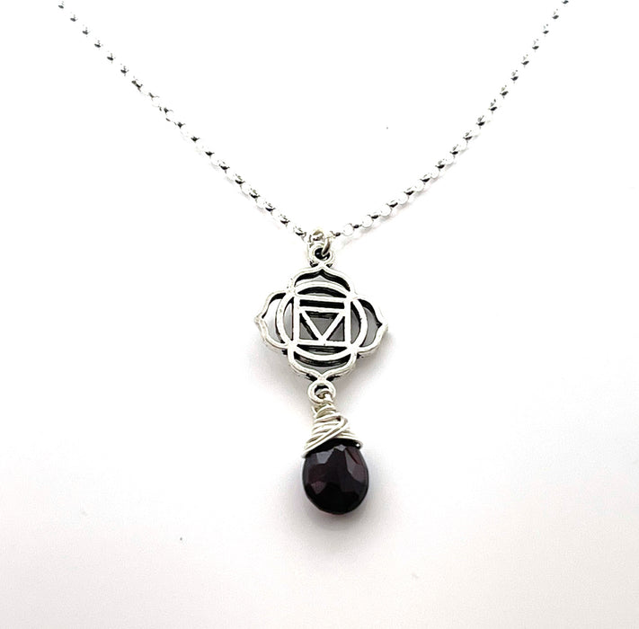 Garnet Root Chakra Necklace – Sterling Silver Chakra Pendant