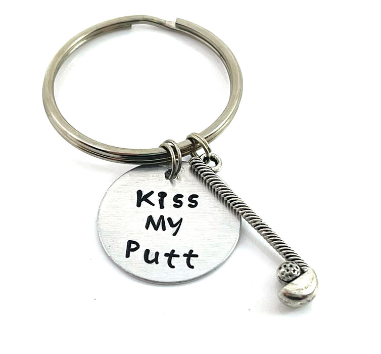 Kiss My Putt Golf Keychain – Hand Stamped Aluminum
