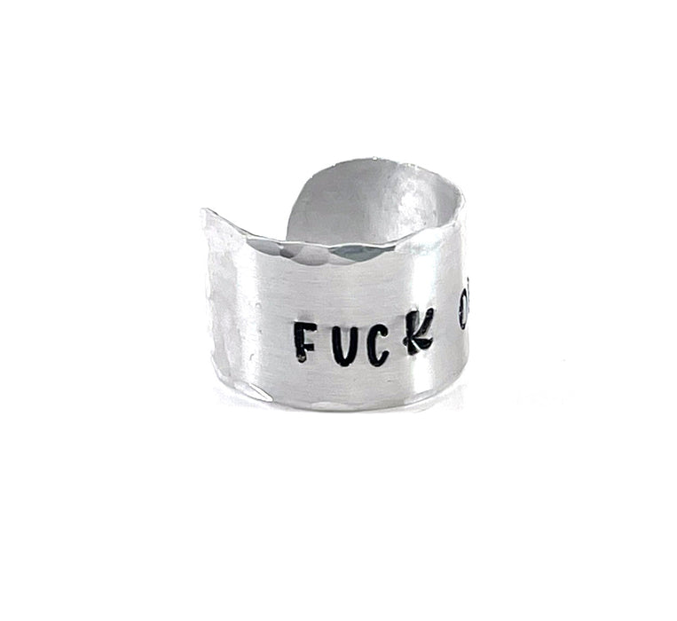 Fuck Off Ring – Hand Stamped Aluminum Statement Ring