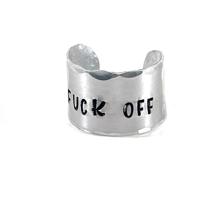 Fuck Off Ring – Hand Stamped Aluminum Statement Ring