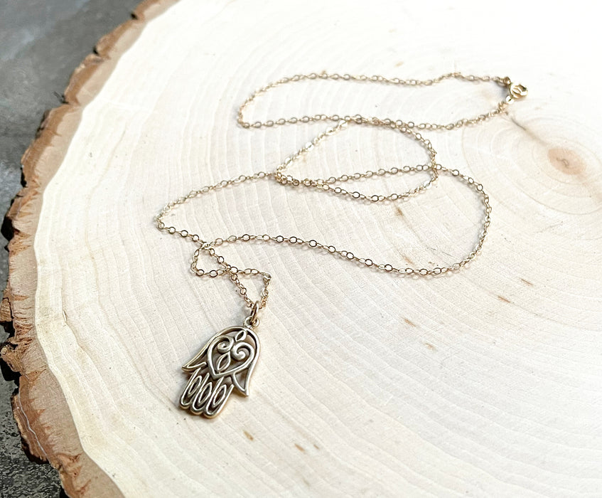 Hamsa Charm 14k Gold Fill Necklace