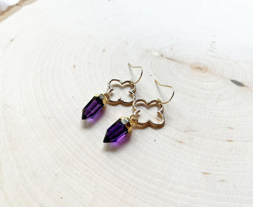 Amethyst Dagger Gold Filled Earrings