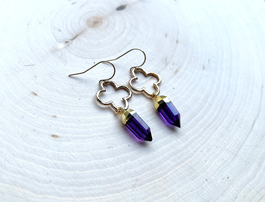 Amethyst Dagger Gold Filled Earrings