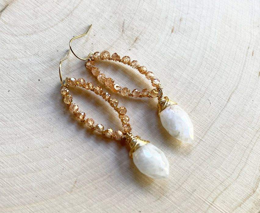 Moonstone and Citrine 14k Gold Filled Earrings