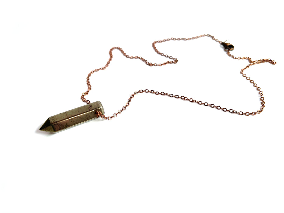 Pyrite Bullet Wire Wrapped Copper Necklace