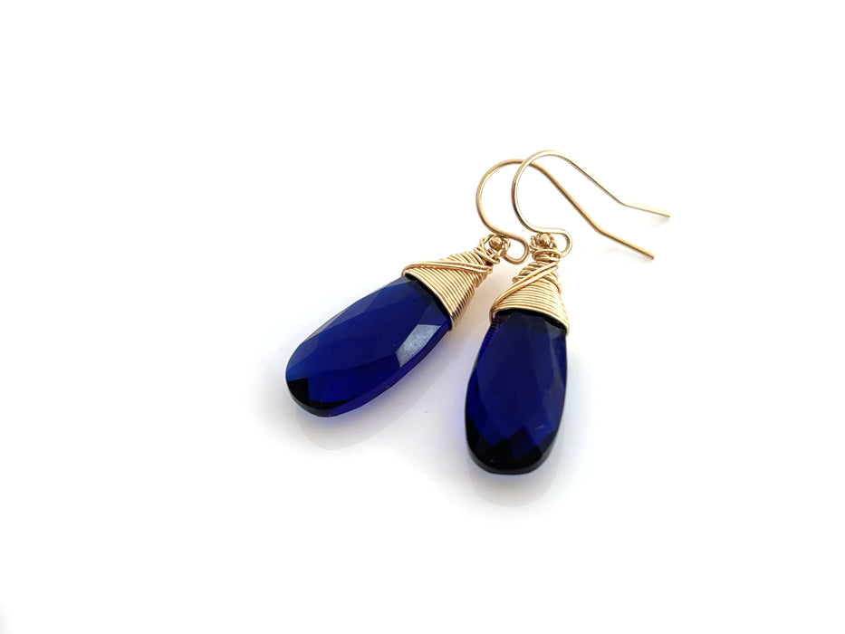 Blue Hydro Quartz 14k Gold Filled Wire Wrapped Earrings