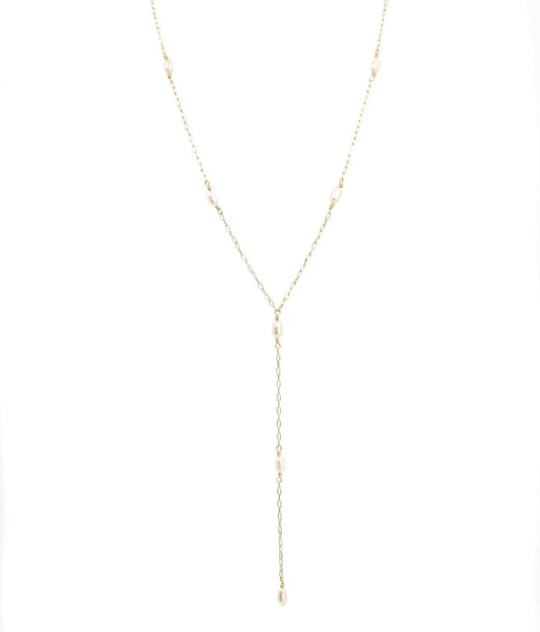 Floating Pearl Y Necklace | Sterling Silver or Gold Filled Pearl Necklace
