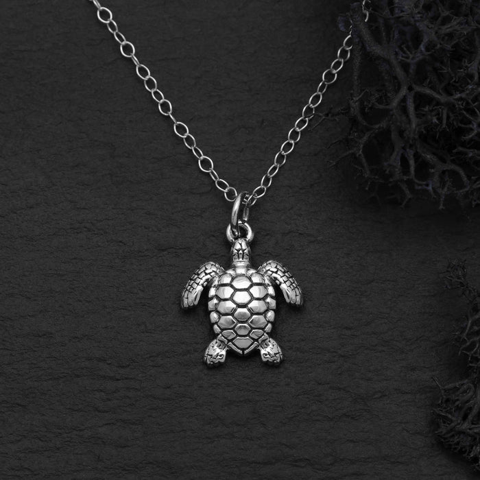 Sterling Silver Sea Turtle Necklace – Beachy Handmade Gift